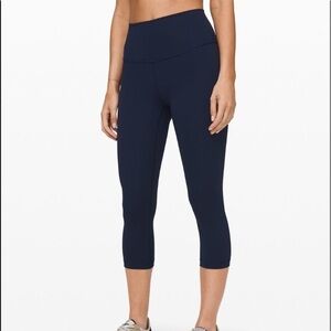 Lululemon Wunder Under Full On Luxtreme Navy Crops H.